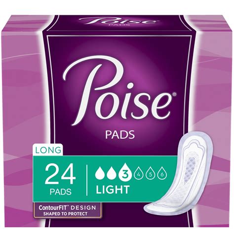 Poise Incontinence Pads for Women, Light Absorbency, Long, 24 Count - Walmart.com