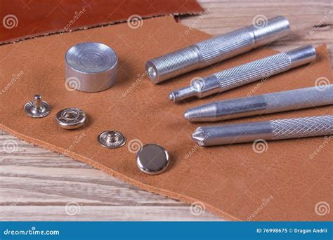 Rivets and Tools on Leather Stock Image - Image of punch, closeup: 76998675