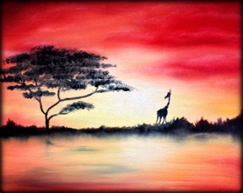 African Sunrise Painting at PaintingValley.com | Explore collection of ...