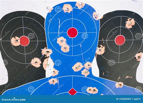 Paper Shooting Target with Bullet Holes - Graphic - Gun Range Stock Image - Image of bullseye ...