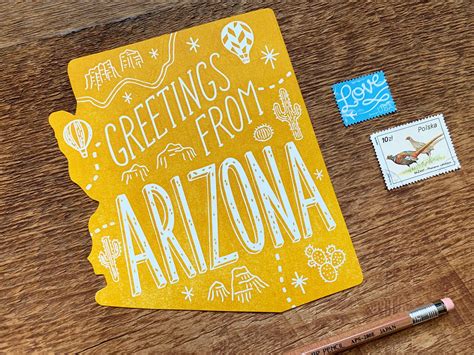 Arizona Postcard Greetings from Arizona Die Cut Letterpress | Etsy