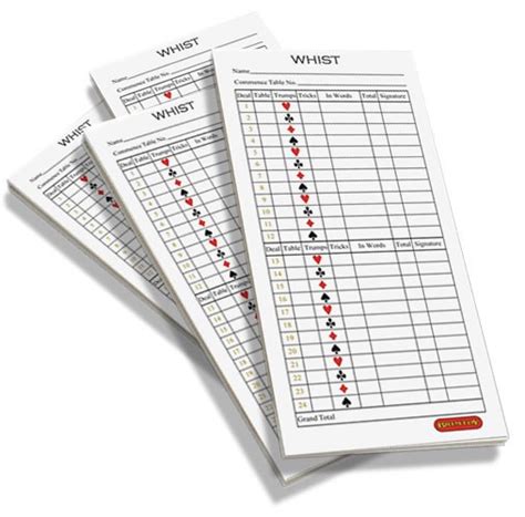 Whist score pads / scoring cards (four pack) - Scoring & accessories ...