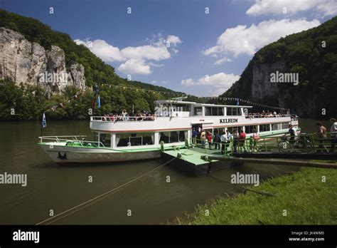 Germany, Bavaria, Weltenburg, Tour boat by the Danube Gorge Stock Photo - Alamy