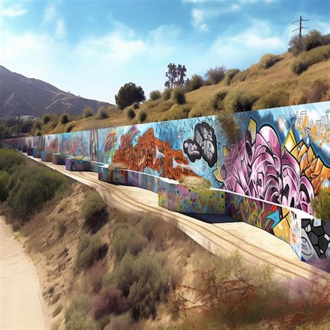 Premium AI Image | Graffiti on a wall along a dirt road with a dirt ...