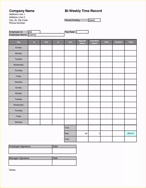 Free Blank Time Card Template Of Printable Time Card Template 12 Free ...