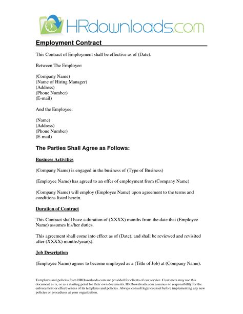 Employment Contract - Free Printable Documents