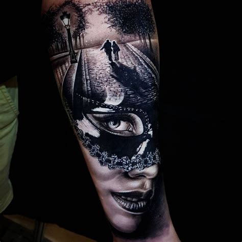 30 of the Most Beautiful and Mysterious Venetian Mask Tattoos and Their Meaning - KickAss Things