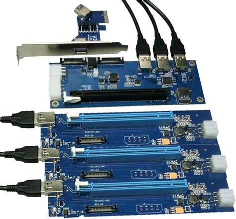 PCIe 1 to 4 PCI Express 16X Slots Riser Card PCI-E 1X to External 4 PCI ...