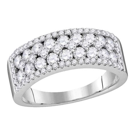 10kt White Gold Womens Round Pave-set Diamond Double Two Row Band Ring 1-1/2 Cttw - Walmart.com ...