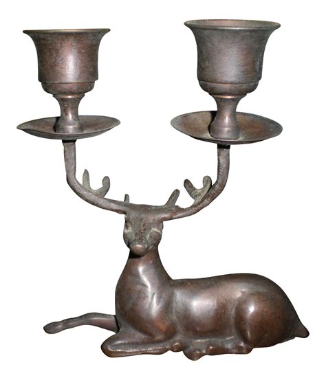 Brass Deer Antler Candle Holder | Chairish