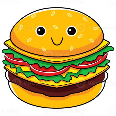 Cute Burger Cartoon Illustration 11017932 PNG