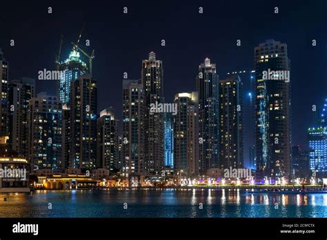 Skyscrapers in the Downtown Dubai at night, UAE Stock Photo - Alamy