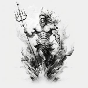 Poseidon Tattoo Design White Background PNG File Download High ...