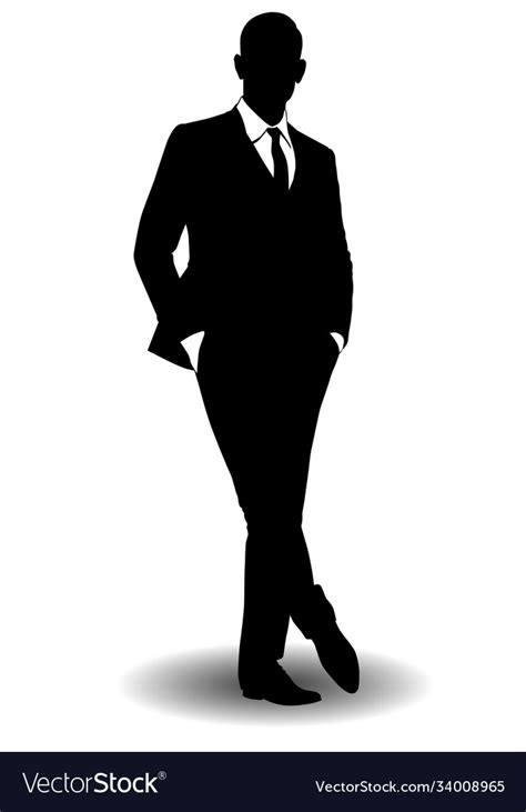 Black and white silhouette a man in business Vector Image