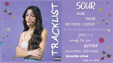 Olivia Rodrigo Sour Tracklist Olivia Rodrigo Album So - vrogue.co