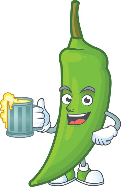 Green chili cartoon character 19892697 Vector Art at Vecteezy