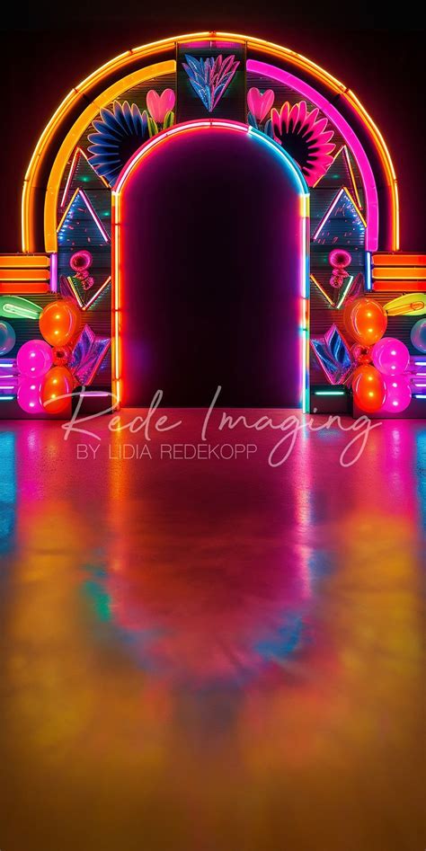 Kate Sweep Neon Glow Floral Arch Party Fantasy Backdrop Designed by Lidia Redekopp in 2024 ...