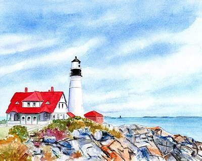 Portland Head Lighthouse Maine | Original watercolor painting, Painting, Original paintings