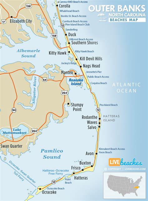 Map of Beaches in North Carolina - Live Beaches