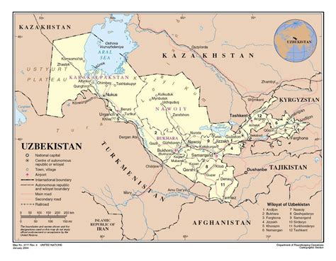 Large detailed political and administrative map of Uzbekistan with ...