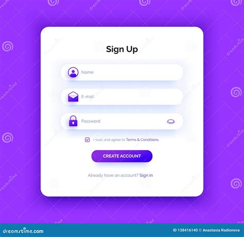 Sign Up Page. Purple Gradient Stock Vector - Illustration of desktop, popup: 138416140