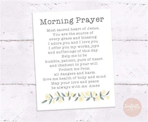 Morning Prayer Card Printable Prayer Card Catholic Prayers | Etsy