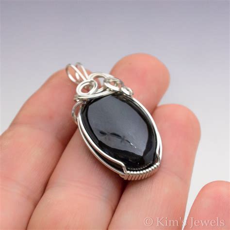 Black Rainbow Obsidian Gemstone Sterling Silver Wire Wrapped Pendant ...