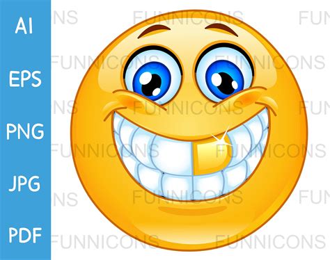 Emoji Art, Gold Teeth, Vector Clipart, Cartoon Images, Emoticon, Digital Clip Art, Cartoon ...