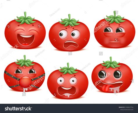 Tomato Emoji Cartoon Character Set Various Stock Vector (Royalty Free ...