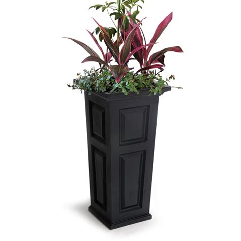 Mayne 16" x 16" x 32" Square Black Polyethylene Plant Planter - Walmart.com