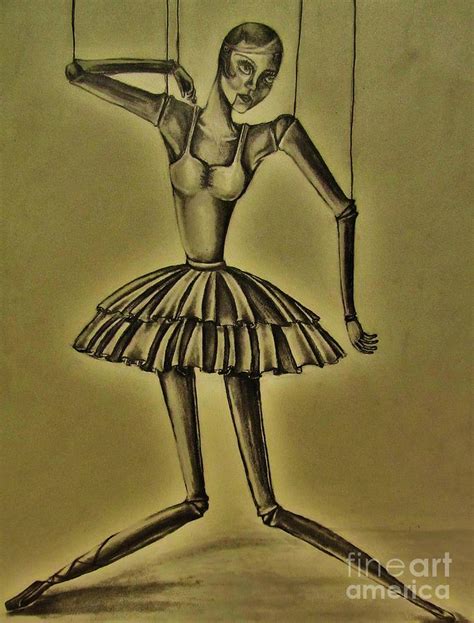 Antique Marionette Drawing by Hannah Lane