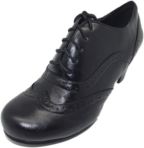 Ex Lilley & Skinner Ladies Vintage Style Smart Black Brogue Shoes Heels ...