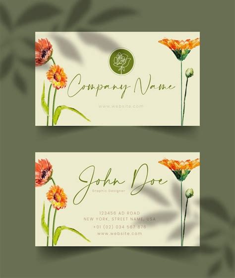 Premium Vector | Watercolor flower business card set