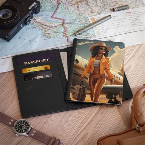 Jetsetter Black Woman Passport Cover, Travel Gift - Etsy