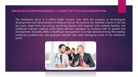 MBA In Healthcare Management For Career