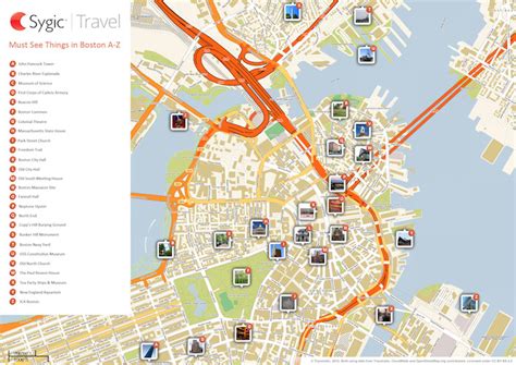 Boston Printable Tourist Map | Sygic Travel