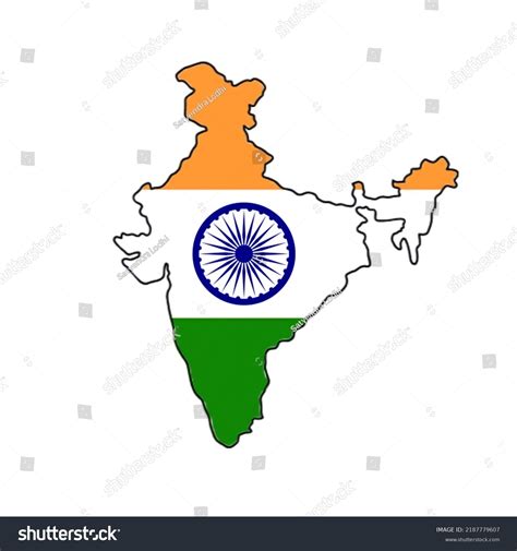 Indian National Map Indian Flag Colour Stock Illustration 2187779607 ...