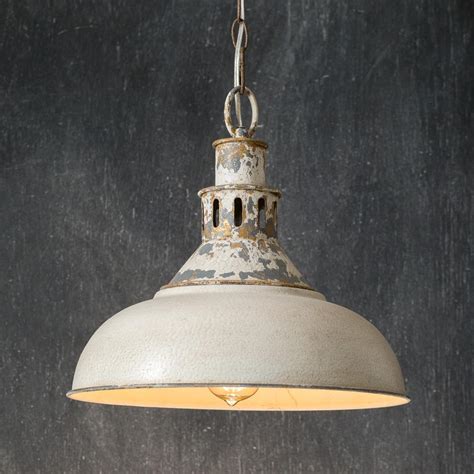 Distressed White Barn Pendant Light | Pendant light, Farmhouse pendant ...