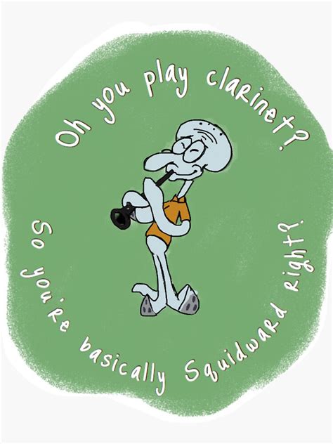 "Funny Clarinet Squidward" Sticker for Sale by katlynelizz | Redbubble