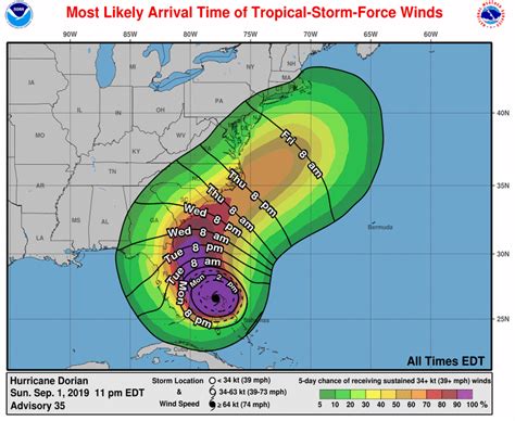 National Weather Service releases Hurricane Dorian projected path - ABC Columbia