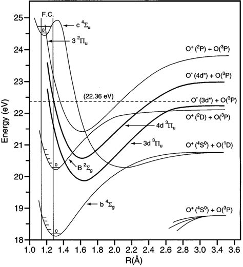 Potential energy curves for O 2 and O 1 2 with dissociation continua ...