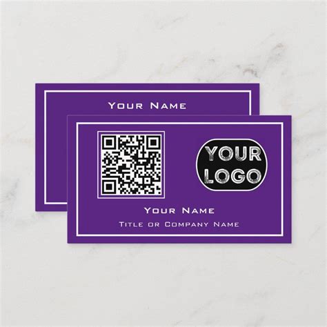 QR Code Business Logo Purple Minimalist Business Card | Zazzle