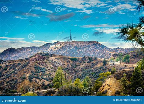 Blue Sky Over Hollywood Sign in Los Angeles Editorial Stock Photo ...