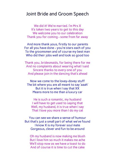 Thank You Speech From Bride And Groom Examples – Coverletterpedia