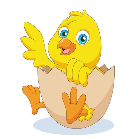 Cartoon chick hatching from an egg. Cute animal cartoon Vector ...