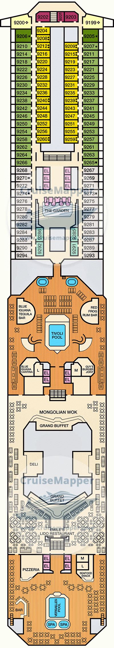 Carnival Liberty deck 9 plan | CruiseMapper