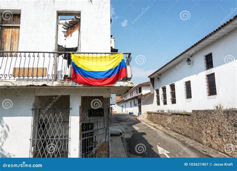 Colombian Flag in Cali, Colombia Stock Image - Image of town, america ...