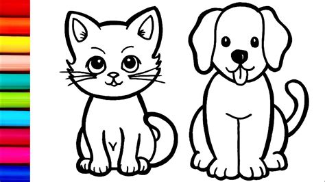 Dog and Cat Drawing, Colouring and Painting for kids, Toddlers | How to ...