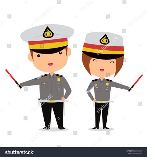 Cute Indonesian Traffic Police Character Cartoon Stock Vector (Royalty Free) 1668082201 ...