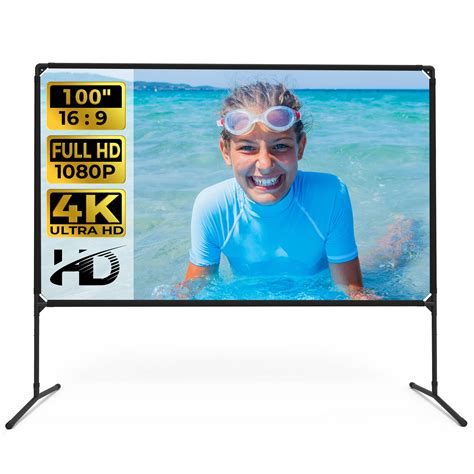 Projector Screen with Stand,100 Inch Outdoor Projector Screen and Stand ...